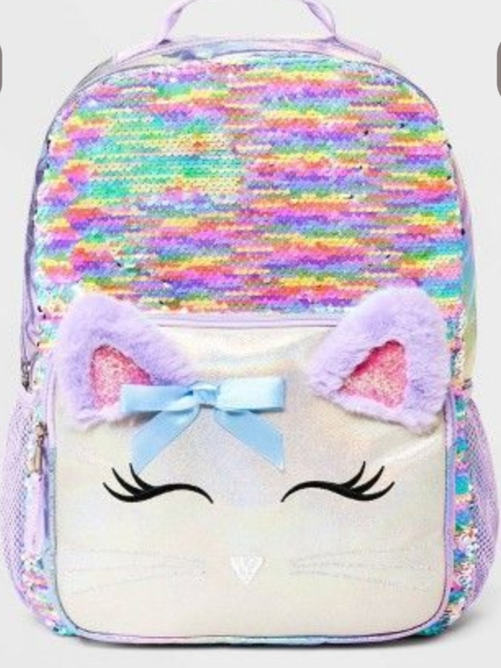 Cat & Jack Multicolor Sequin Cat Backpack with Lilac Accents